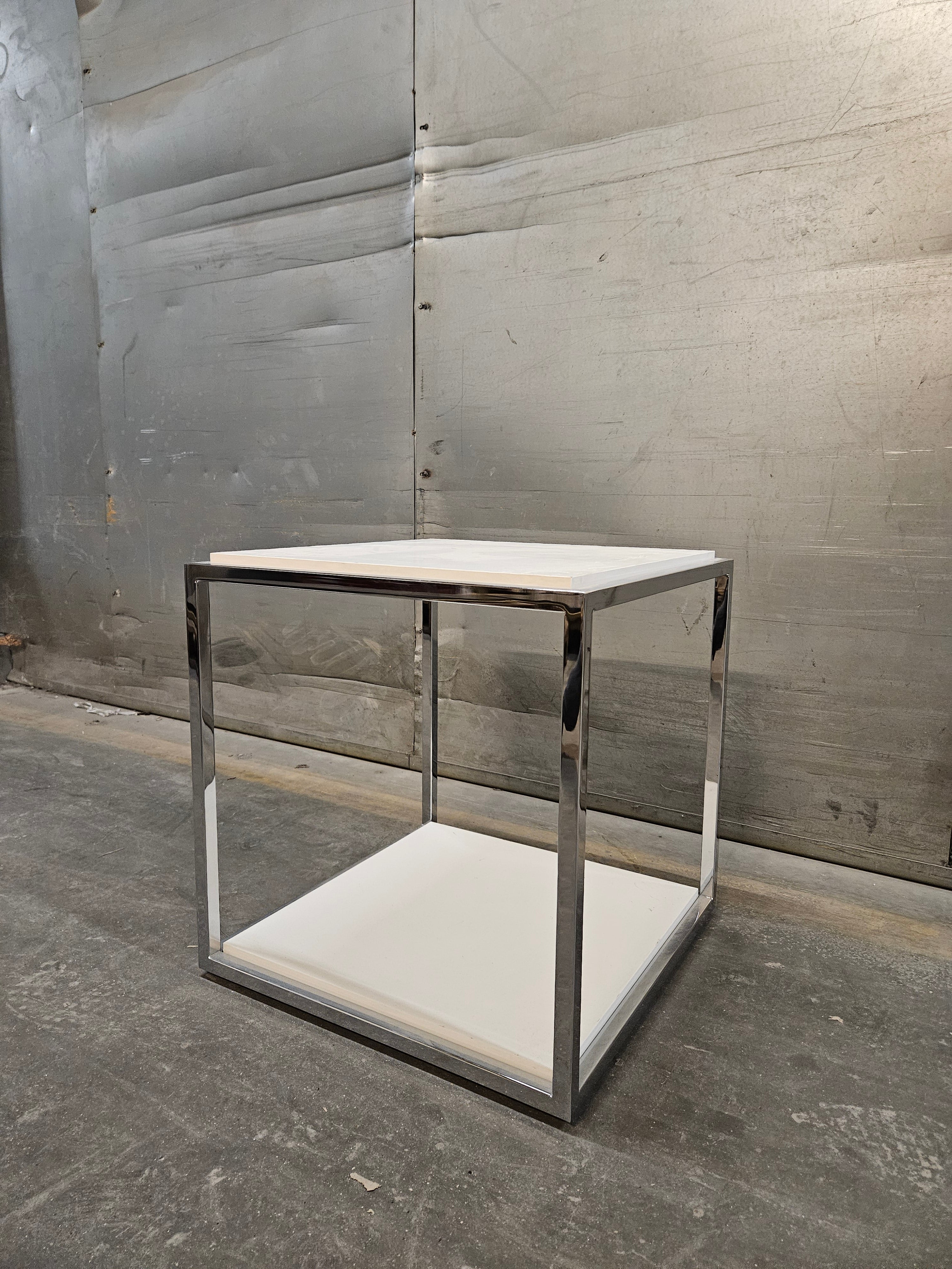 Chrome sidetable stool 1