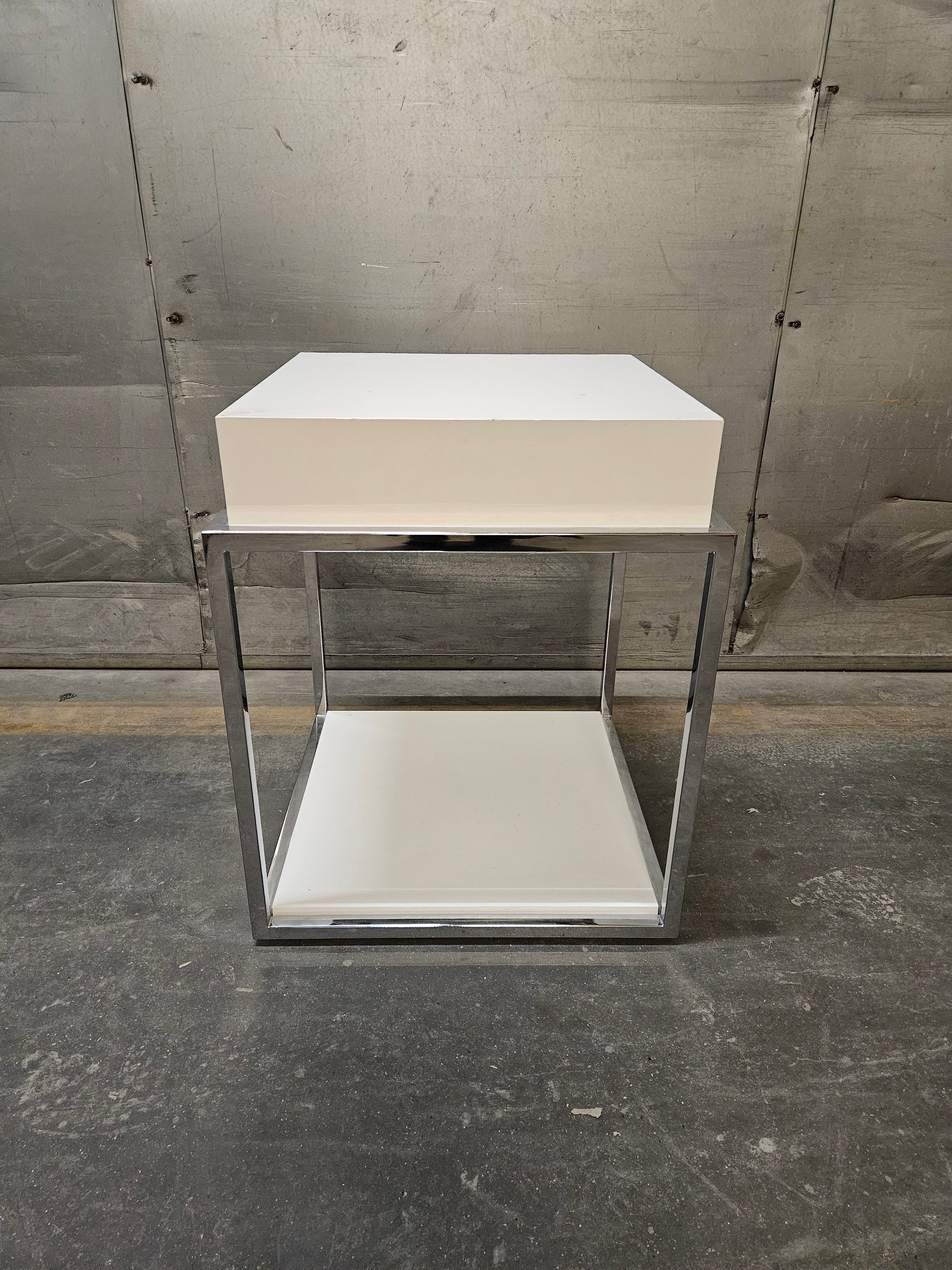 Chrome sidetable stool 2