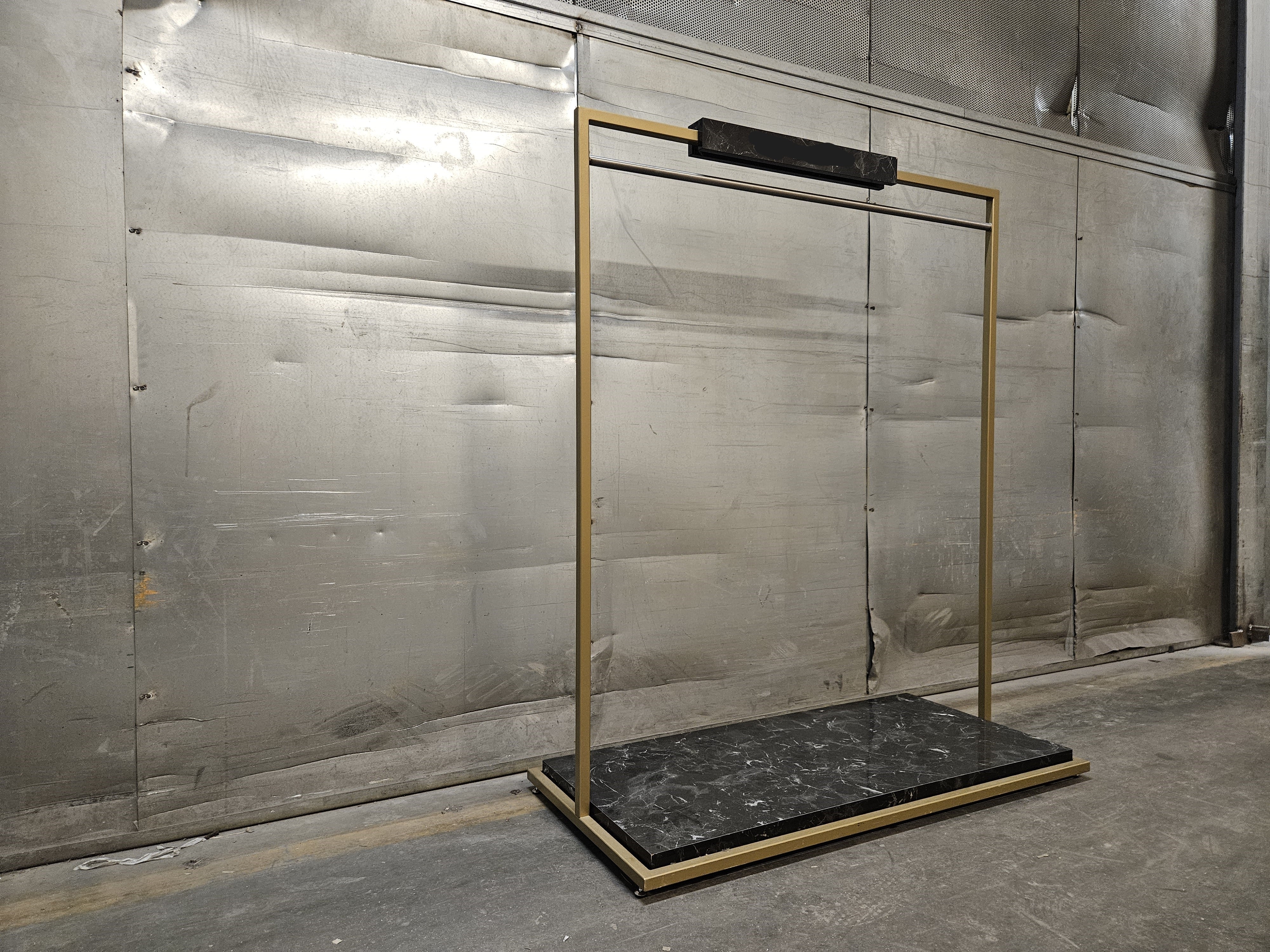 Clothing rack marble look brass